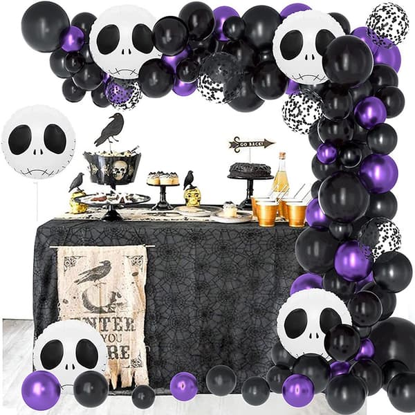 143 kpl Halloween musta violetti ilmapallokaariseppelesarja pumpulla