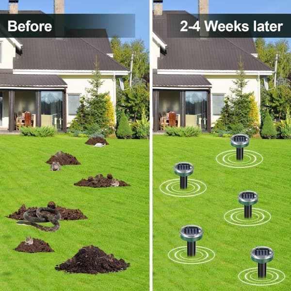 Solar-powered vibrating mouse repellent - Keep mice, voles, and moles away from your garden - 10-pack