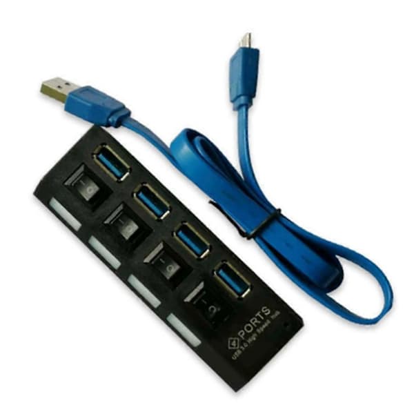 4-port USB HUB 3.0 Hub USB Splitter Multi USB Hub 3.0 Hub Power Adapter with Individual Switch for PC