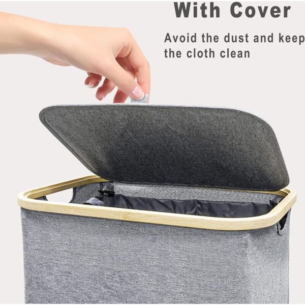 100L Laundry Basket with Lid Laundry Hamper with Handles Dirty Clothes Hamper, Large Foldable Laundry Basket with Inner Bag