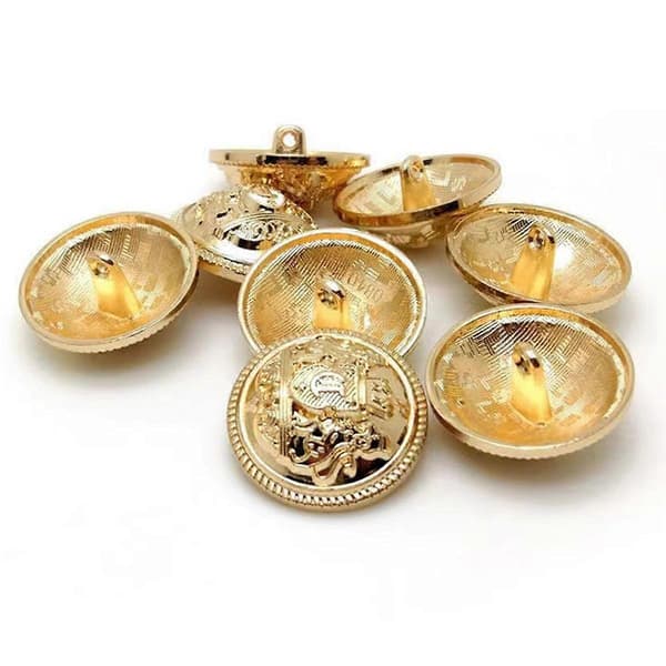10 st Guld 25 mm Dekorativa Metallknappar Logotyp Jacka Kostym Spänne