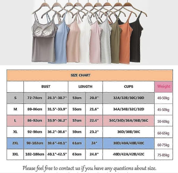 2-in-1 Women's Basic Seamless Camisole Solid Color Spaghetti Strap Slim Fit Cotton, Adjustable Spaghetti Strap Tank Top with Built-in Bra Pink 3XL Pink 3XL
