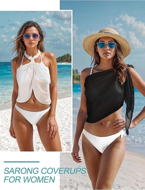 2 st Strand Sarong Omlott Chiffong Baddräktskjolar
