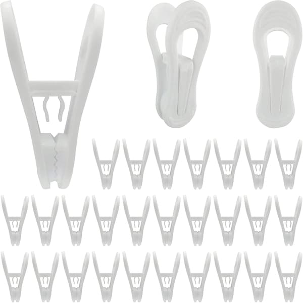 30-pack Clothes Hangers with Clips, Versatile Hanger Clips, White Plastic Hangers, Clips