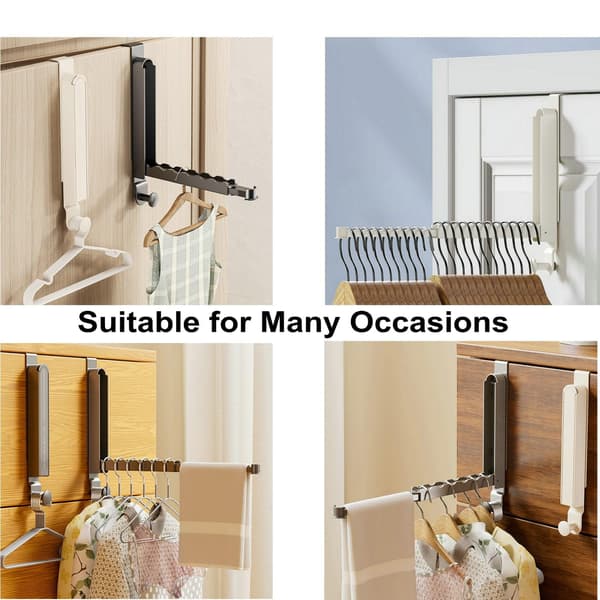 Door Hook Clothes Rack Improved Foldable Drying Rack with Extendable Rod Portable Over the Door Laundry Rack Suitable for Travel and Home Use