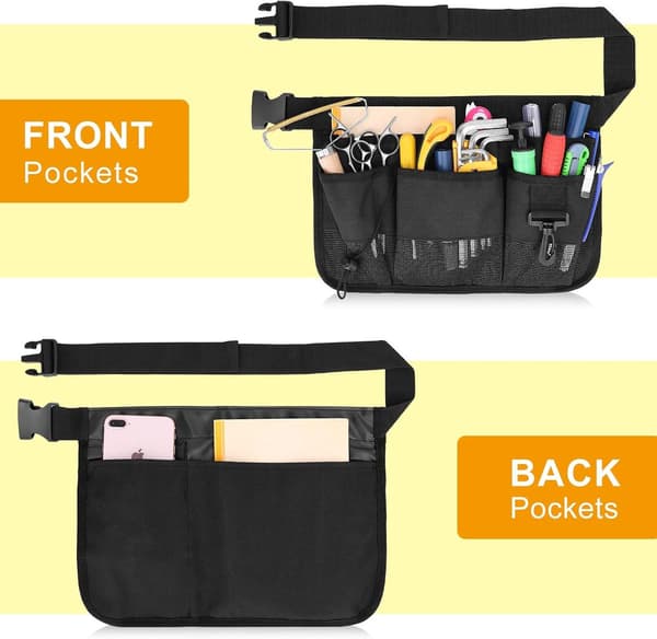 34*23 cm Garden Tool Belt - Durable Oxford, 7 Pockets - Adjustable Organizer for Men & Women - Black