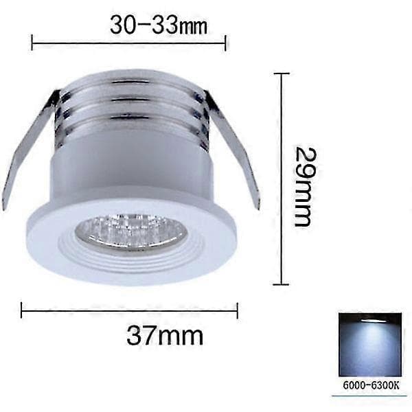 Sett med 4 mini innfelte LED-spotlights, 3 W, kaldhvitt lys hvitt [DB]