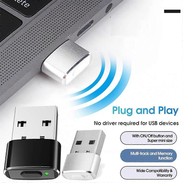 Mini Mouse Jiggler ON/OFF-knap USB-musbevægelsessimulator til kontor Automatisk uopdagelig Mouse Jiggler Sølv