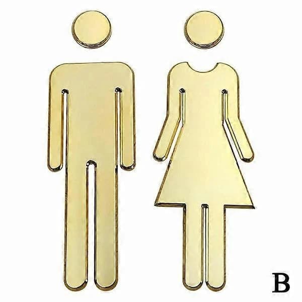 Badeværelse Toilet Dame & Herre 3D Toiletskilt WC-mærkat Dør D guld One-size