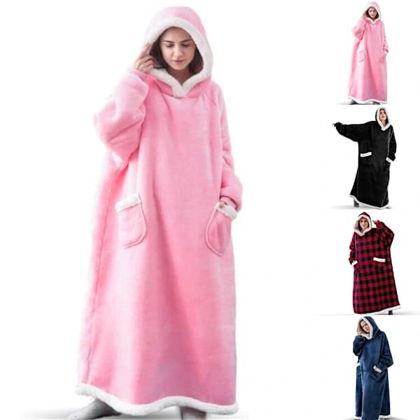 Pyjamas Oversized Hætte Filt Sweatshirt Ultra Plys Varm Pullover Blå