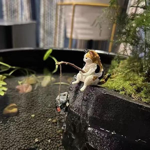 Kattefiskefigur Akvarium Kattepynt til baghaveværelse Café Antal 5