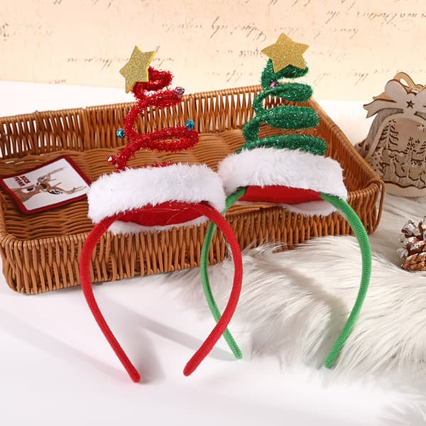 Featherlight Christmas Tree Headband with Bells Santa Headwear - One S
