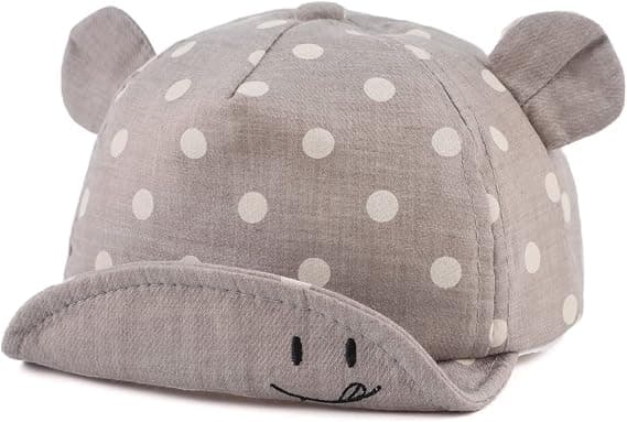 Grå prikkete bomullshette for baby 12-24 måneder for jente gutt barn Su_tfrf