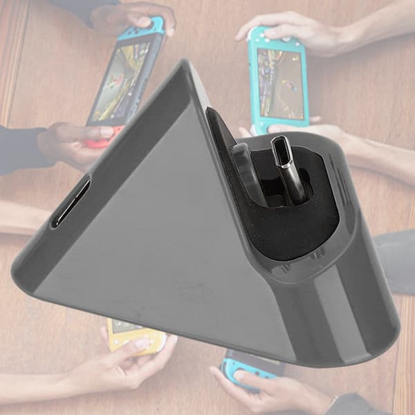 Bærbar trekantet Type C opladningsbase metalbundoplader til Switch / Lite Host (grå)