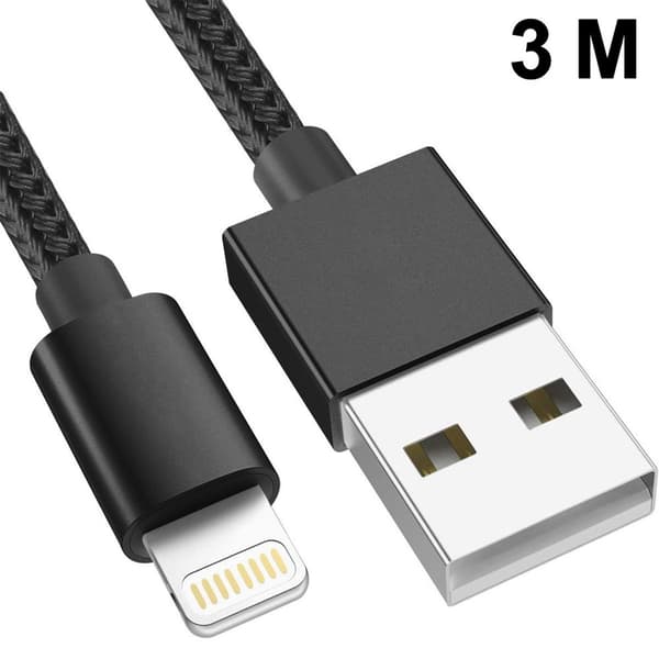 iPhone-opladerkabel 1-pak avanceret fjeder lang sort KLB