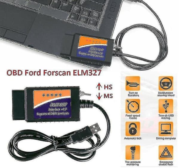 Til Ford Forscan ELM327 USB Modificeret OBD2 Scanner V1.5 MS-CAN HS-CAN Kodelæser Scanner
