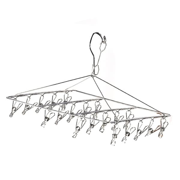 Clothes Drying Hanger Stainless Steel Multi Clip Laundry Drip Drying Rack for Underwear Socks Hat No Loop Square