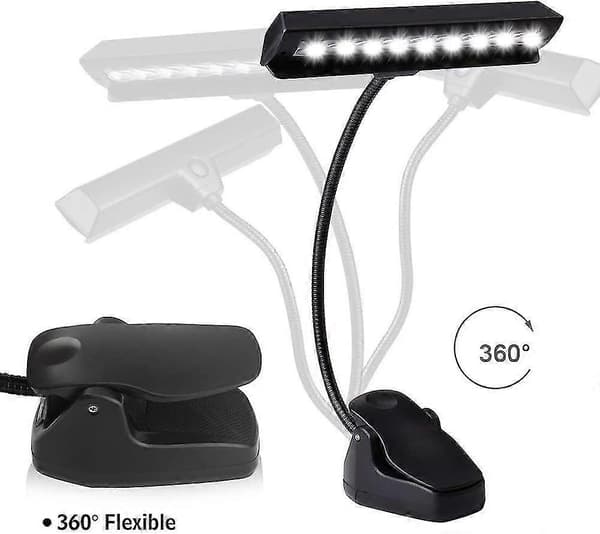 Læselampe Bogklemme Klemmelampe Boglampe 9led Usb Boglamper Klaver