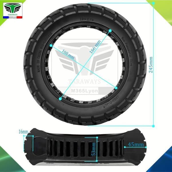 10x2.75 Punkteringsfritt Solid Dekk for UrbanGlide, All Road 5, E-CROSSE MAX 2x2, Speedway, Speedway Pro, Speedway 5 Scootere