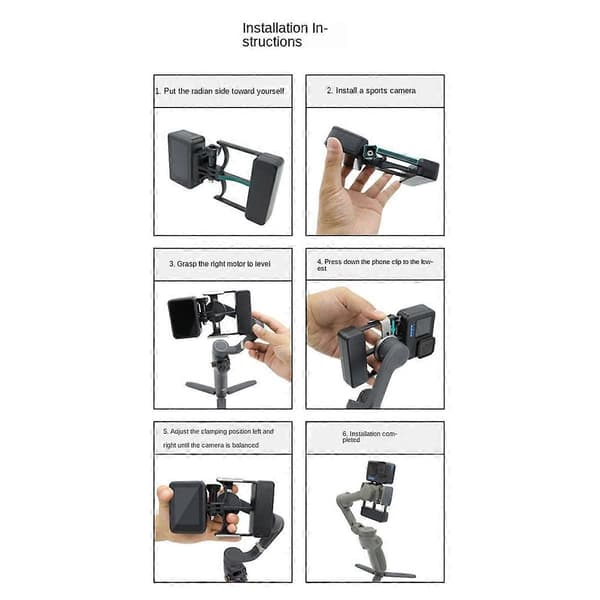 Handhållen Gimbal Adapter Switch Mount Adapter för Mobile 6/5 Kamera för 4/3 till Action 4 Adapter