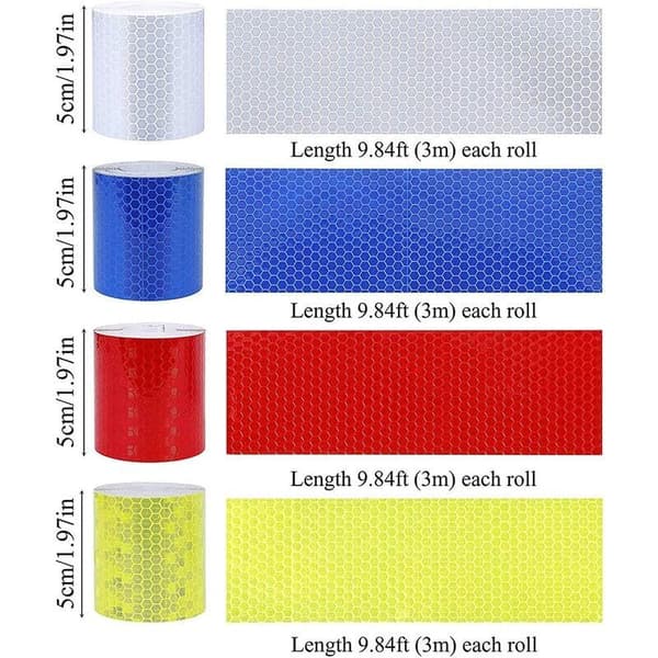 Self-Adhesive Reflective Safety Tape, 5 Pcs Warning Decals for Night Visibility, Compatible with Various Brands