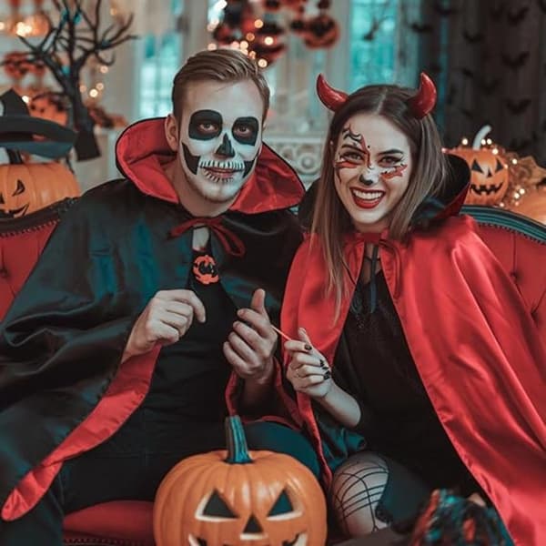 Rød Halloween-kappe - Halloween cosplay-kostyme - Unisex vendbar kappe med hette - kappe - Dødens kappe - vampyrkappe