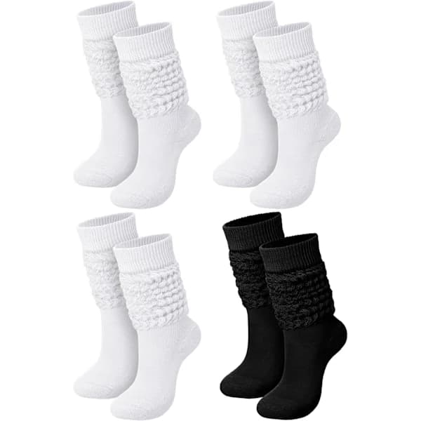 4 par Slouch-strømper til kvinder, piger og børn - Stablede strømper, ankelstrømper -XF2-[CO]