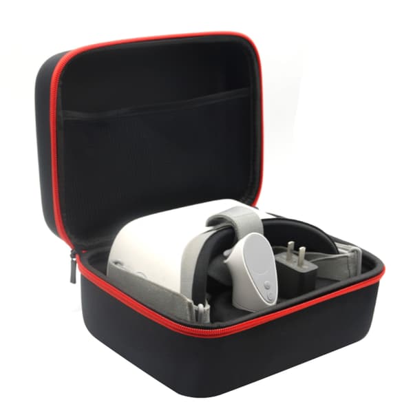 Bærbar opbevaringstaske Hårdt nylon beskyttelsesetui til Oculus Go VR Headset Sort og rød