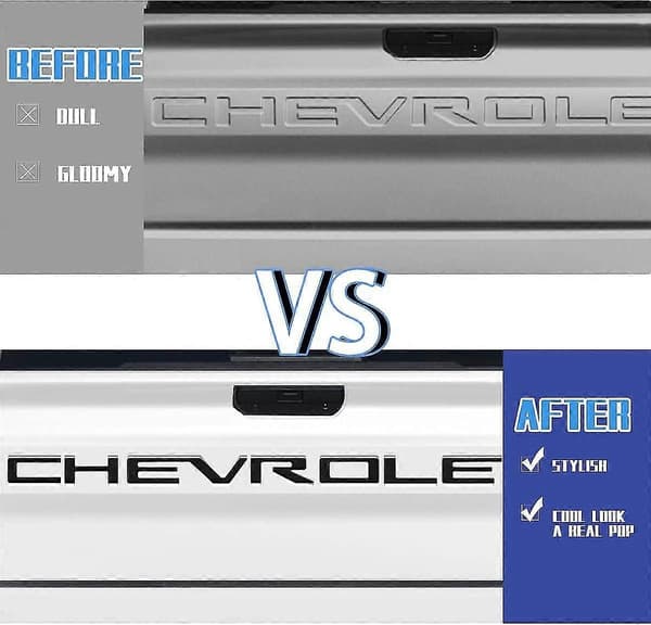 3D Raised Tailgate Insert Letters Emblem - Compatible with 2019-2022 Silverado (Matte Black)