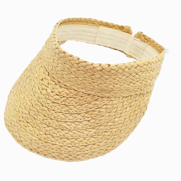 Rollable Sun Hat for Women with Wide Brim, Straw Beach Visor, Khaki
