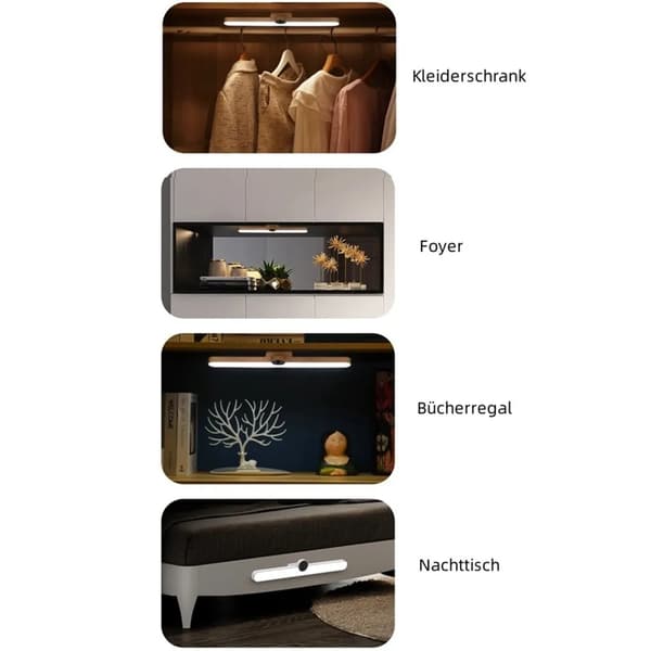 40 cm LED-underskapsbelysning med bevegelsessensor, dimbar USB-oppladbar