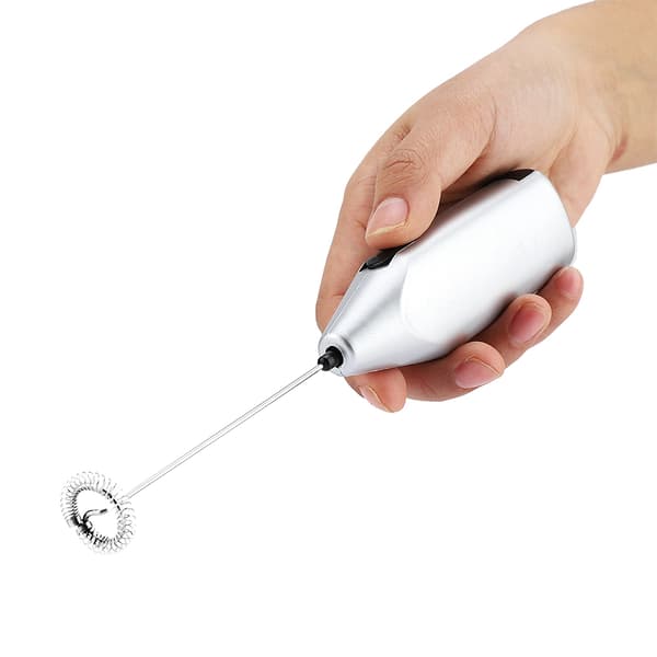 Handheld Milk Frother Electric Foam Maker for Coffee Latte Egg Drink Mixer (Silver)