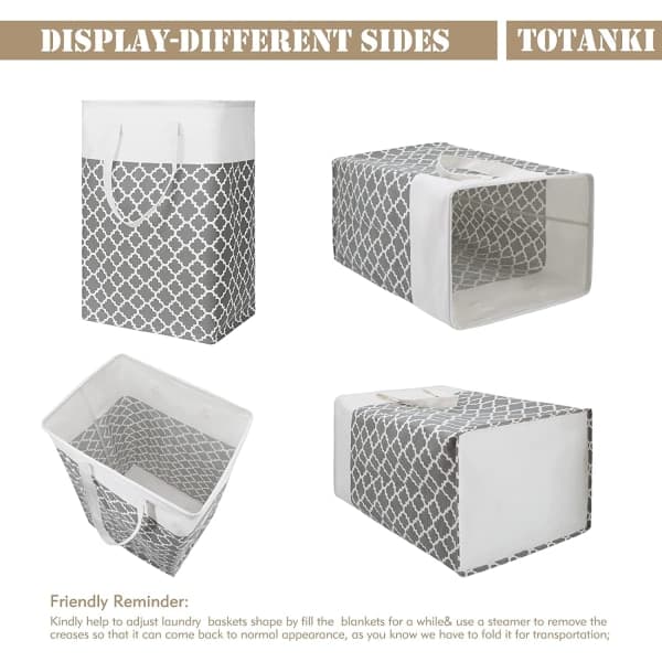 2-pack 75L Laundry Hamper with Long Reinforced Handles, Freestanding