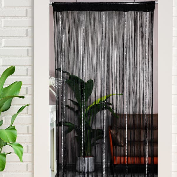 String Curtain 100x200cm Black Drape Window Decorations Room Divider Room Decorations Simple Curtain for Windows