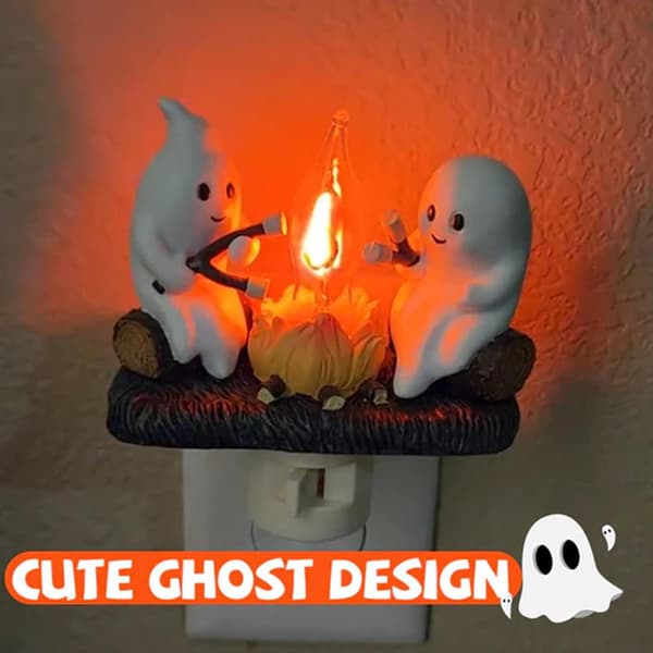 Cute Ghost Flashing Night Light LED Night Light Halloween Decoration Creative Gift 1pc Plug-in Night Light Ornament A A