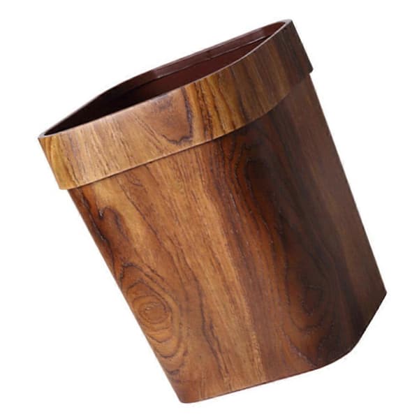 1 pc Retro Creative Trash Can Home Imitation Solid Wood Dustbin (L Size 14 L)