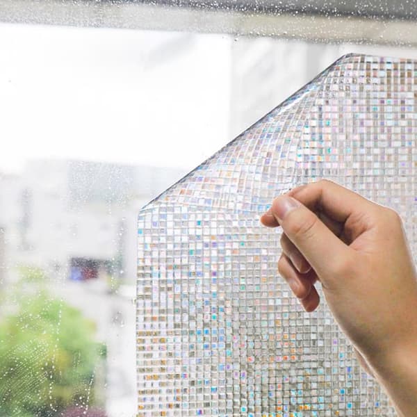 Mosaic Pattern Window Decals, Frosted Glass, Transparent and Opaque