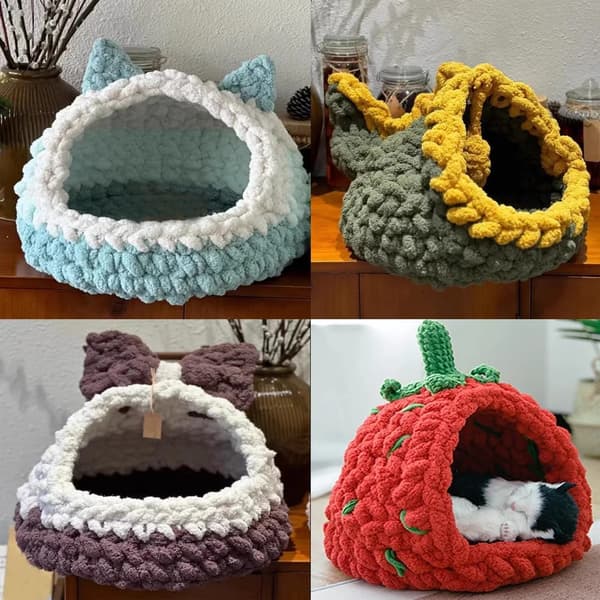 Chunky Chenille Garn Tykt Fluffy Garn til Hæklede Tæpper og Armstrikning, Rød Hvid Blå, 2-pak 500g