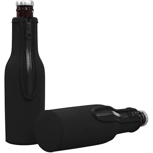 Neoprene Beer Bottle Sleeves - 12 Pack with Zipper, Insulated Covers to Keep Drinks Cold Black