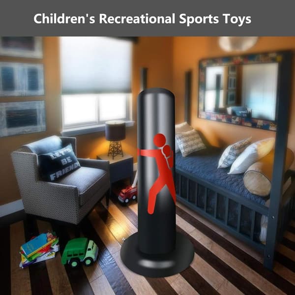 WingFly Inflatable Punching Bag, Freestanding Punching Bag Sport Stress Relief Black
