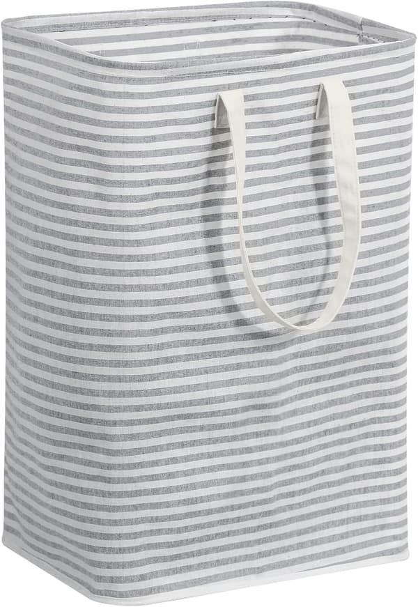 Grey Laundry Basket, 40x30x60cm 72L Foldable Waterproof Fabric