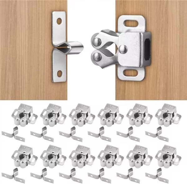 12 Pieces - Galvanized Double Ball Door Catches - High Quality - Durable - Practical