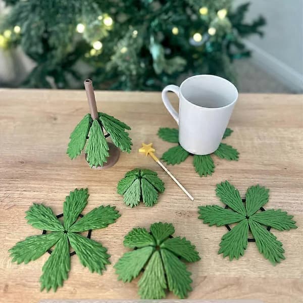 Juletræsunderlag sæt Juletræsdekoration underlag Julepynt [DB] Christmas Tree Coaster Set Christmas Tree Coaster Set