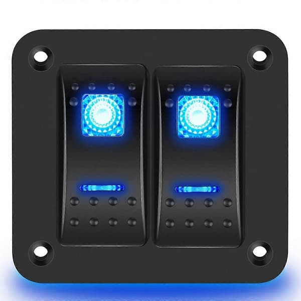 2-veis vippebryterpanel 5Pin på Av Forhåndskoblet vippebryter Vanntett bryterpanel for bil marine ATV tilhenger blå