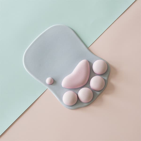 Mouse Pad with Wrist Rest Cartoon Claw Style Ergonomic Support Soft Comfortable Mouse Pad with Wrist Rest for Home Gaming Office White Pink