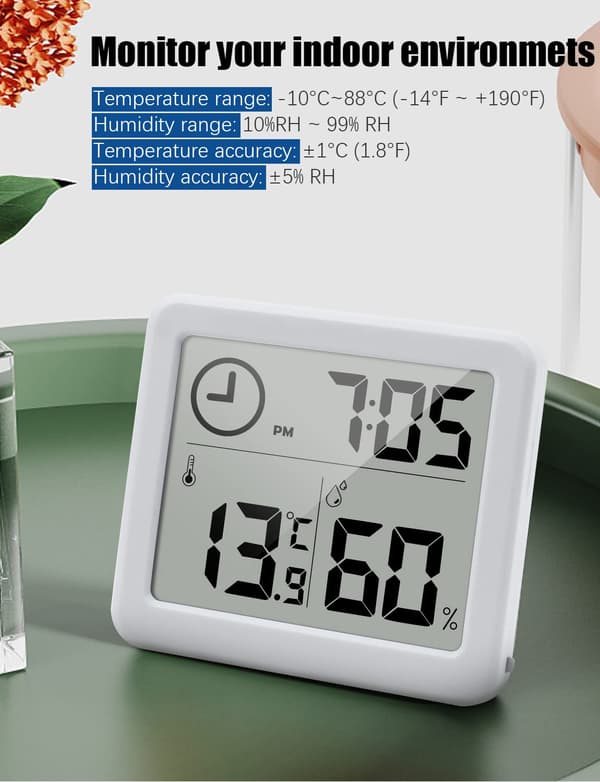 Digital termometer/hygrometer stor 3.2” LCD-skärm inomhus