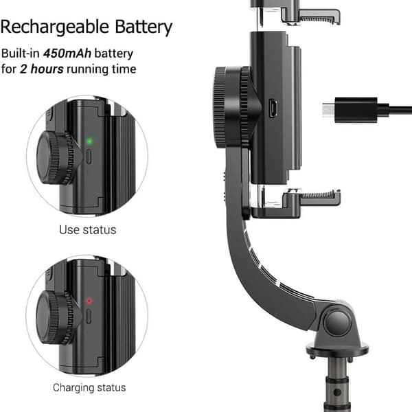 3-i-1 Telefon Gimbal Stabilisator Selfie Stick Stativ 86cm 5 Delar med KLB