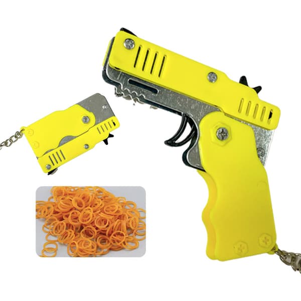 #Mini Metallic Burst Foldable Rubber Band Gun Toy With 60pcs Rubber Bands#