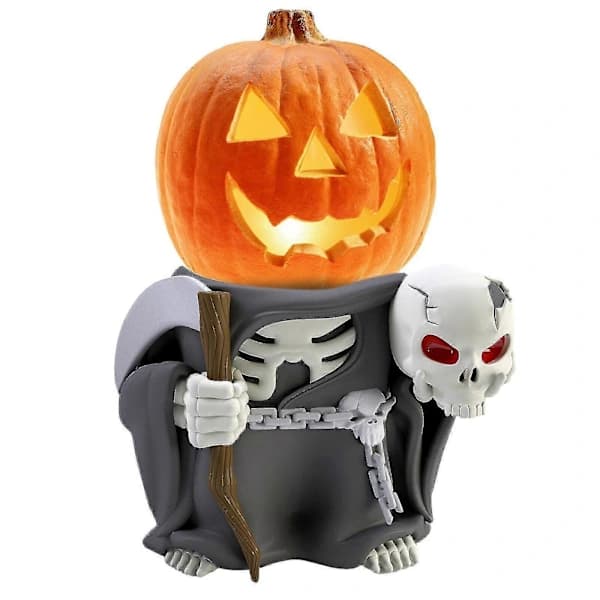 2025 Halloween Lysende Harpiks Græskar Ridder Statue Fest Dekoration Havepynt