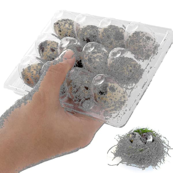 100 Pieces 12-Grid Quail Egg Carton Reusable Quail Egg Box Egg Storage Transparent Fridge Large Box Mini Egg Dispenser with Lid for Refrigerator